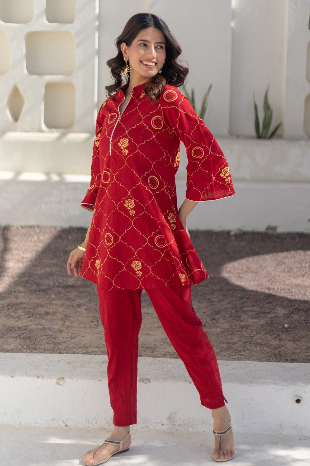 Rose Tapestry' Hand Block Printed Cotton Dress