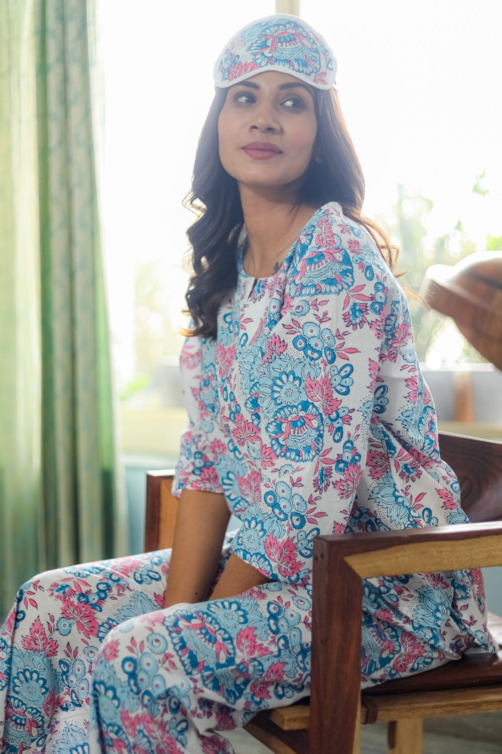 Sootisyahi 'Floral Fusion' Handblock Printed Pure Cotton Night Suit