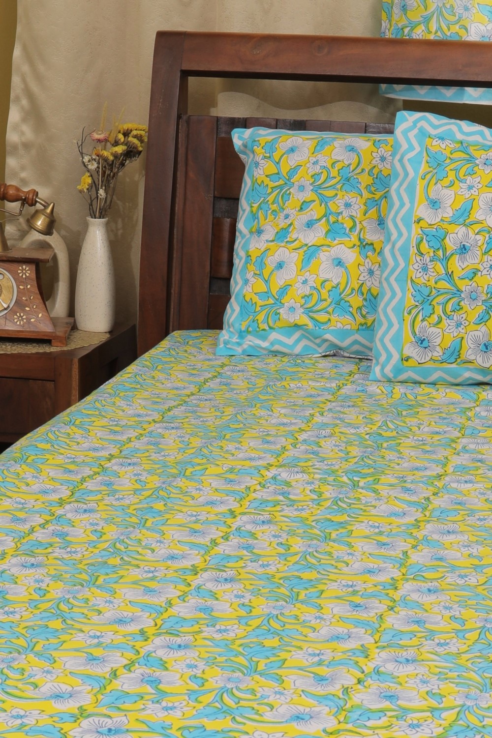 Sootisyahi 'Emerald Jaal' Handblock Printed Cotton Bedsheet