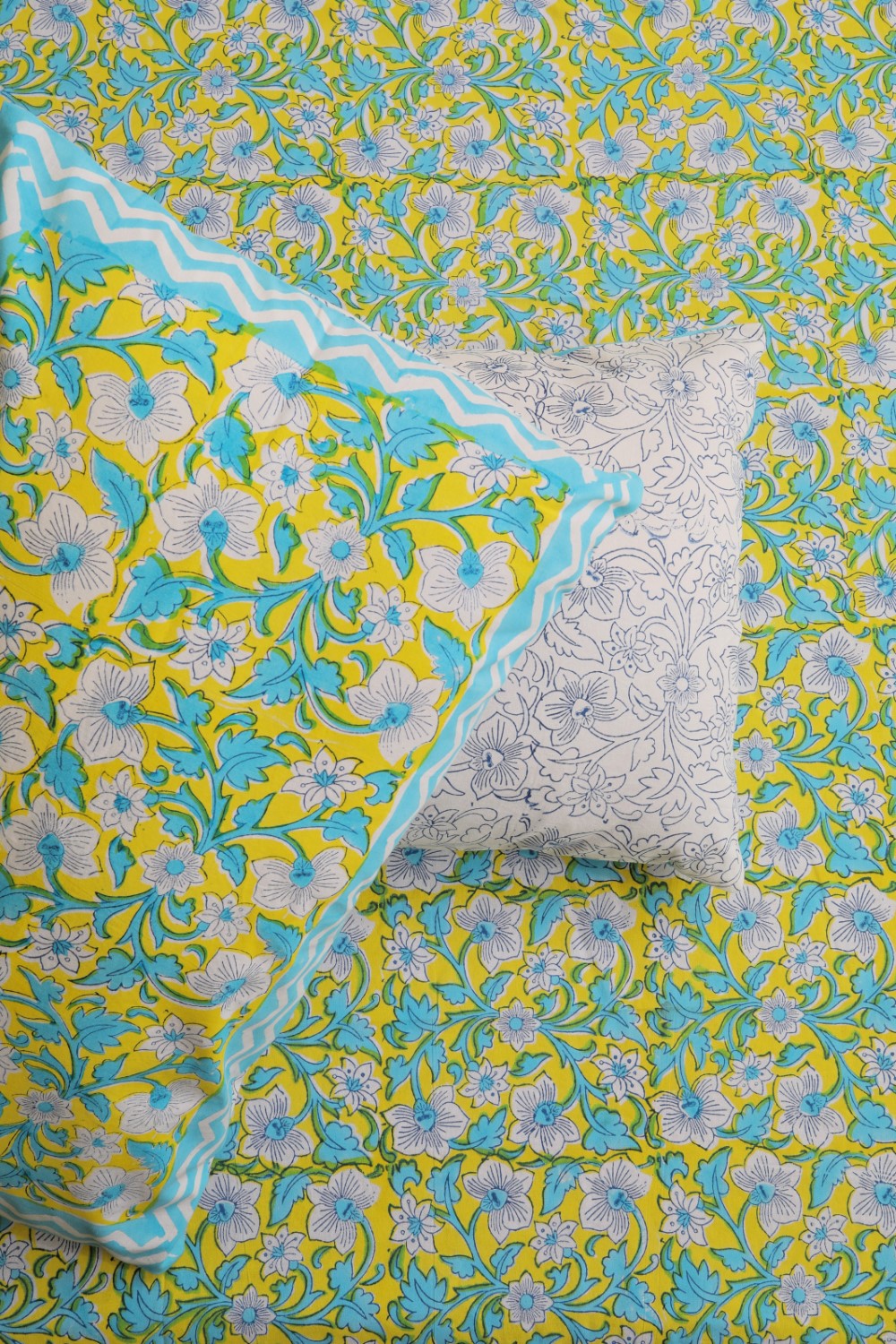 Sootisyahi 'Emerald Jaal' Handblock Printed Cotton Bedsheet