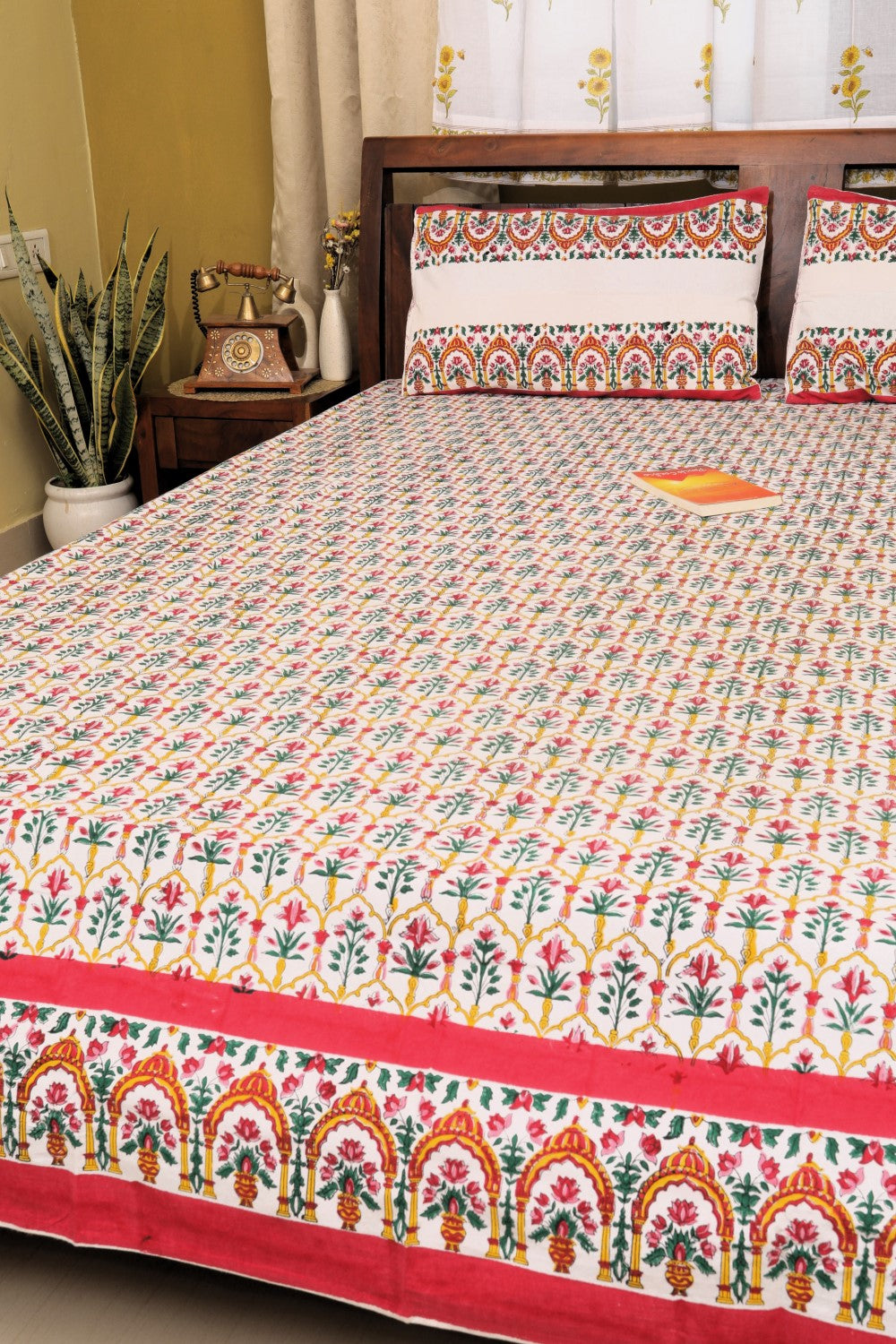 Sootisyahi 'Gulabi Aangan' Handblock Printed Cotton Bedsheet