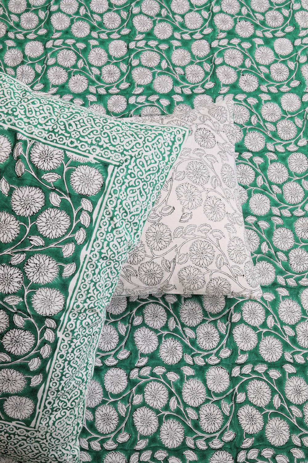 Sootisyahi 'Patta Gulzar' Handblock Printed Cotton Bedsheet