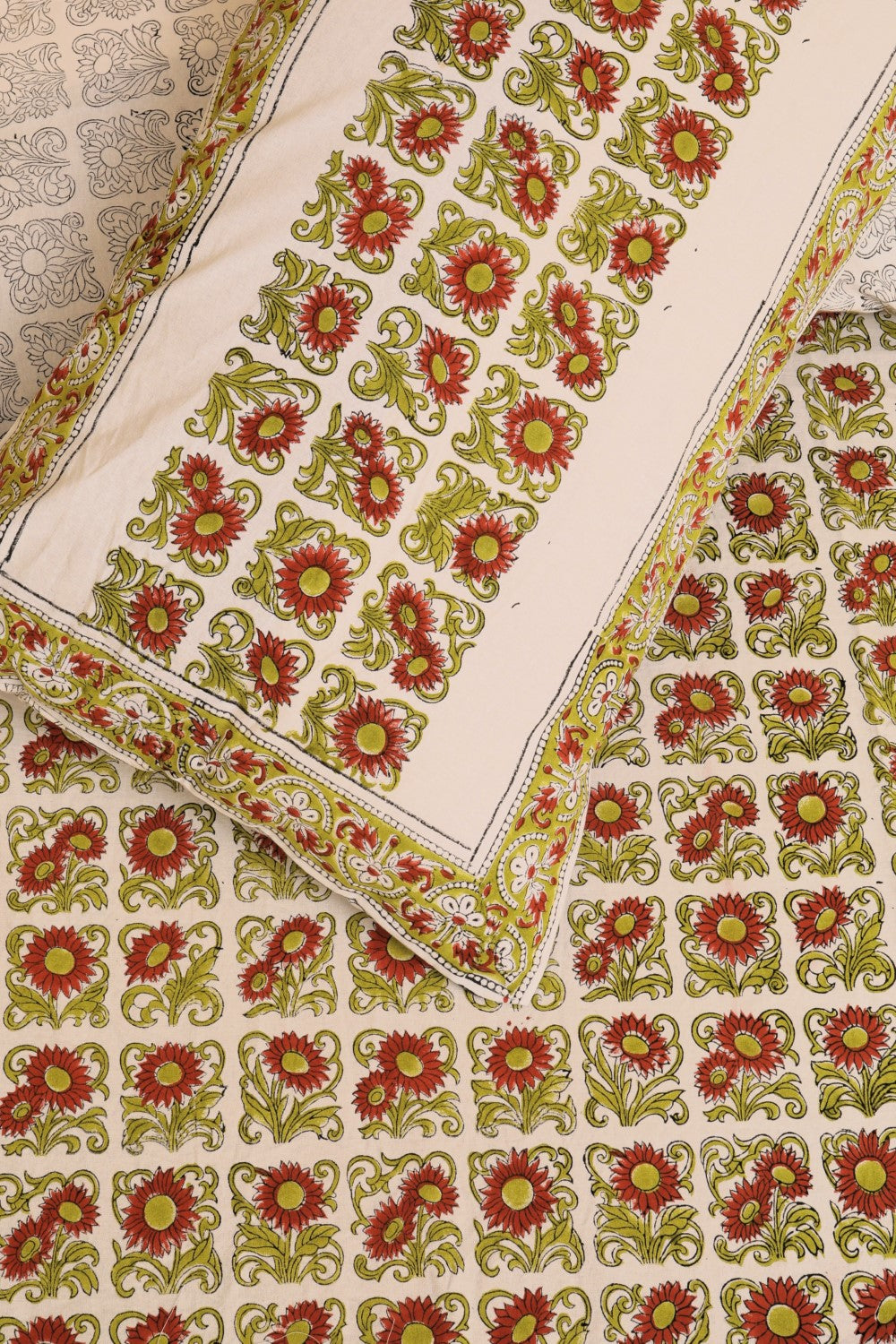 Sootisyahi 'Surajmukhi Bagh' Handblock Printed Cotton Bedsheet