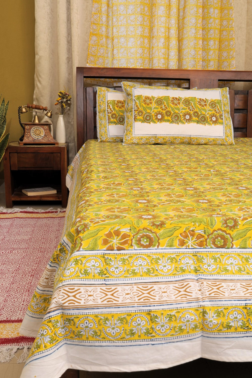 Sootisyahi 'Zaitoon Jaal' Handblock Printed Cotton Bedsheet