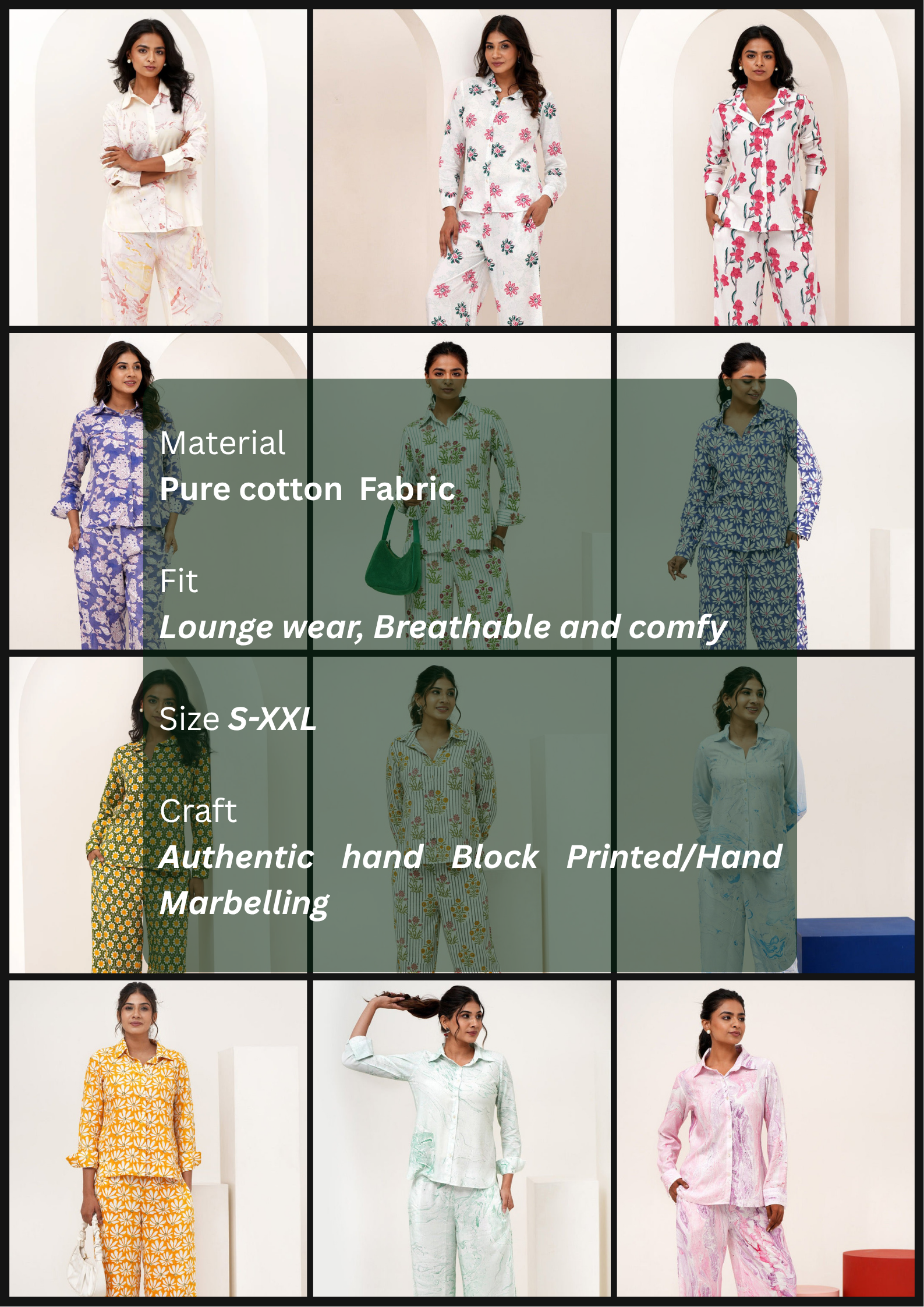 Blue Petal Hand Block Printed Modal Silk Co-Ord Set