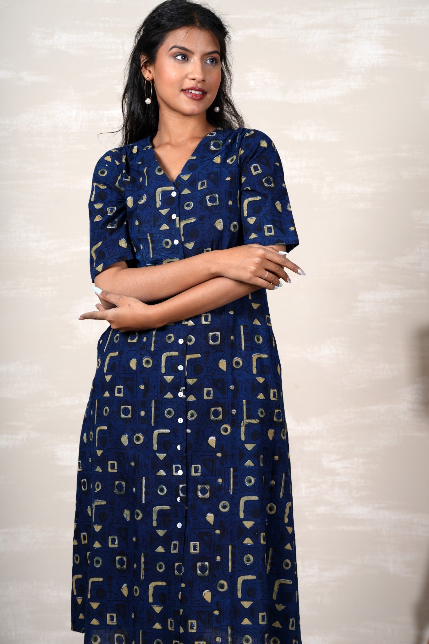 Ariel Hand Block Printed Dress - SootiSyahi