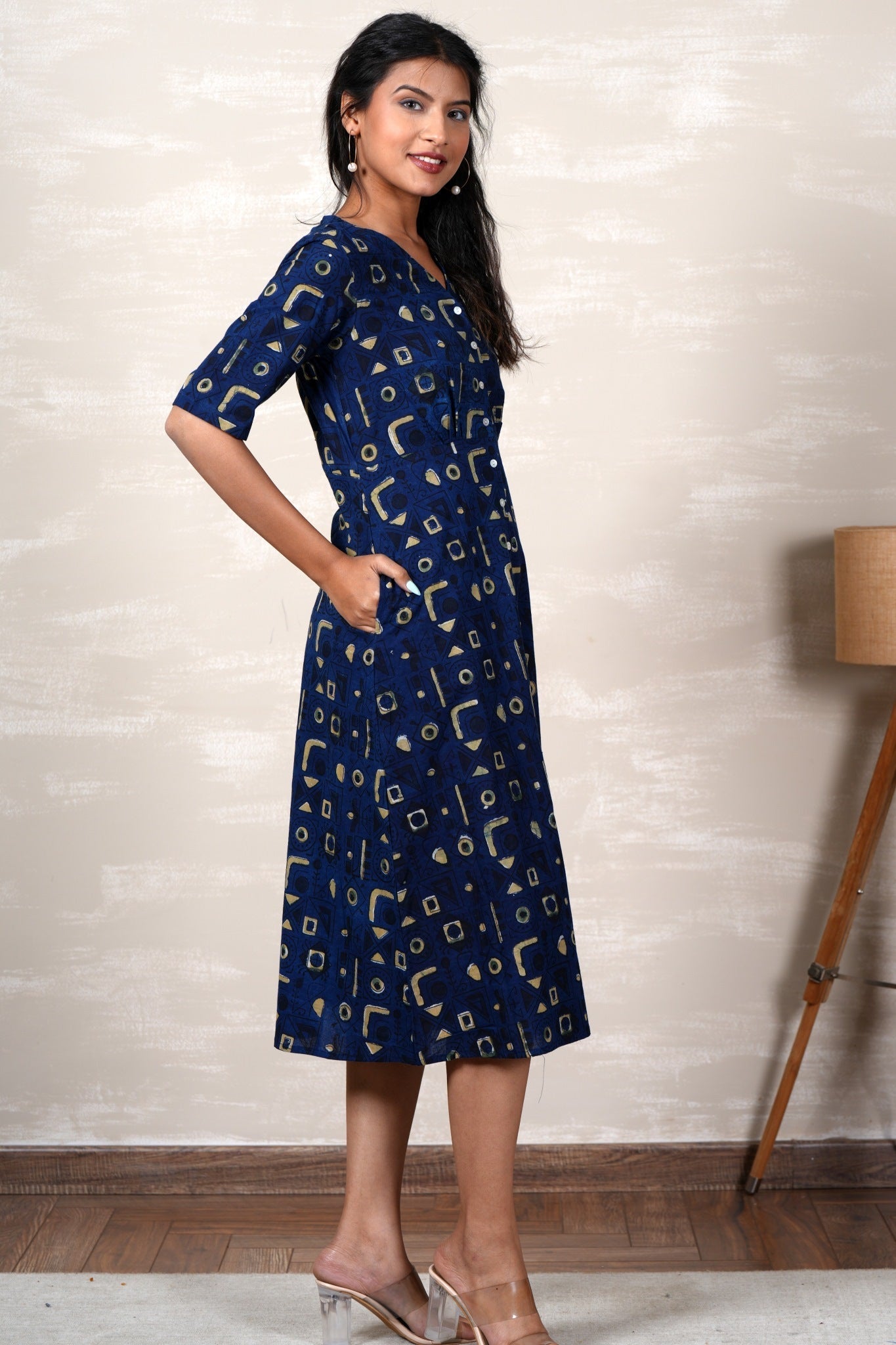 Ariel Hand Block Printed Dress - SootiSyahi