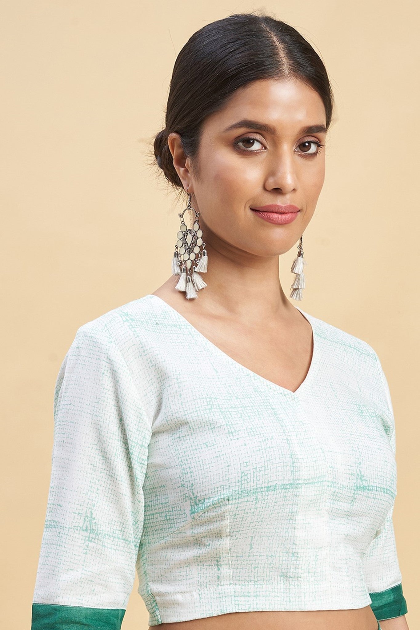 "Fiddler Green Crab'' Block Printed Cotton Saree - SootiSyahi