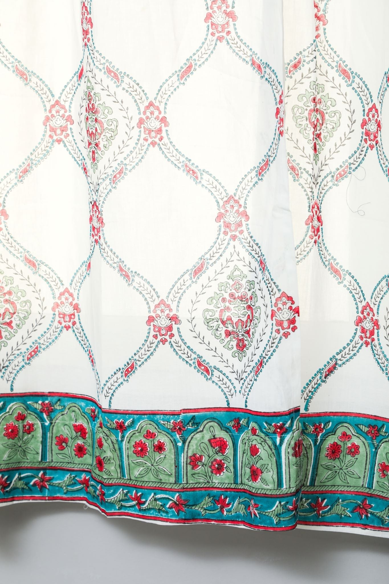 'First Impression' Handblock Printed Cotton Window Curtain - SootiSyahi