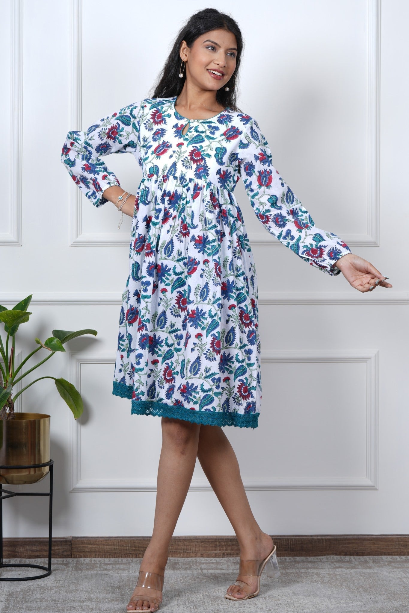 Lotus Luxe Hand Block Printed Dress - SootiSyahi