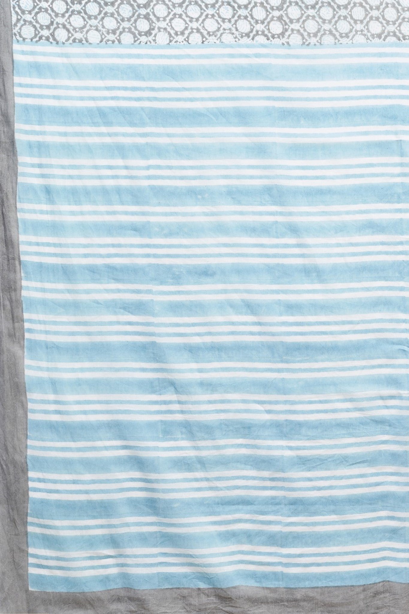 "Paradise Sky Blue" HANDBLOCK PRINT MUL COTTON SAREE - SootiSyahi