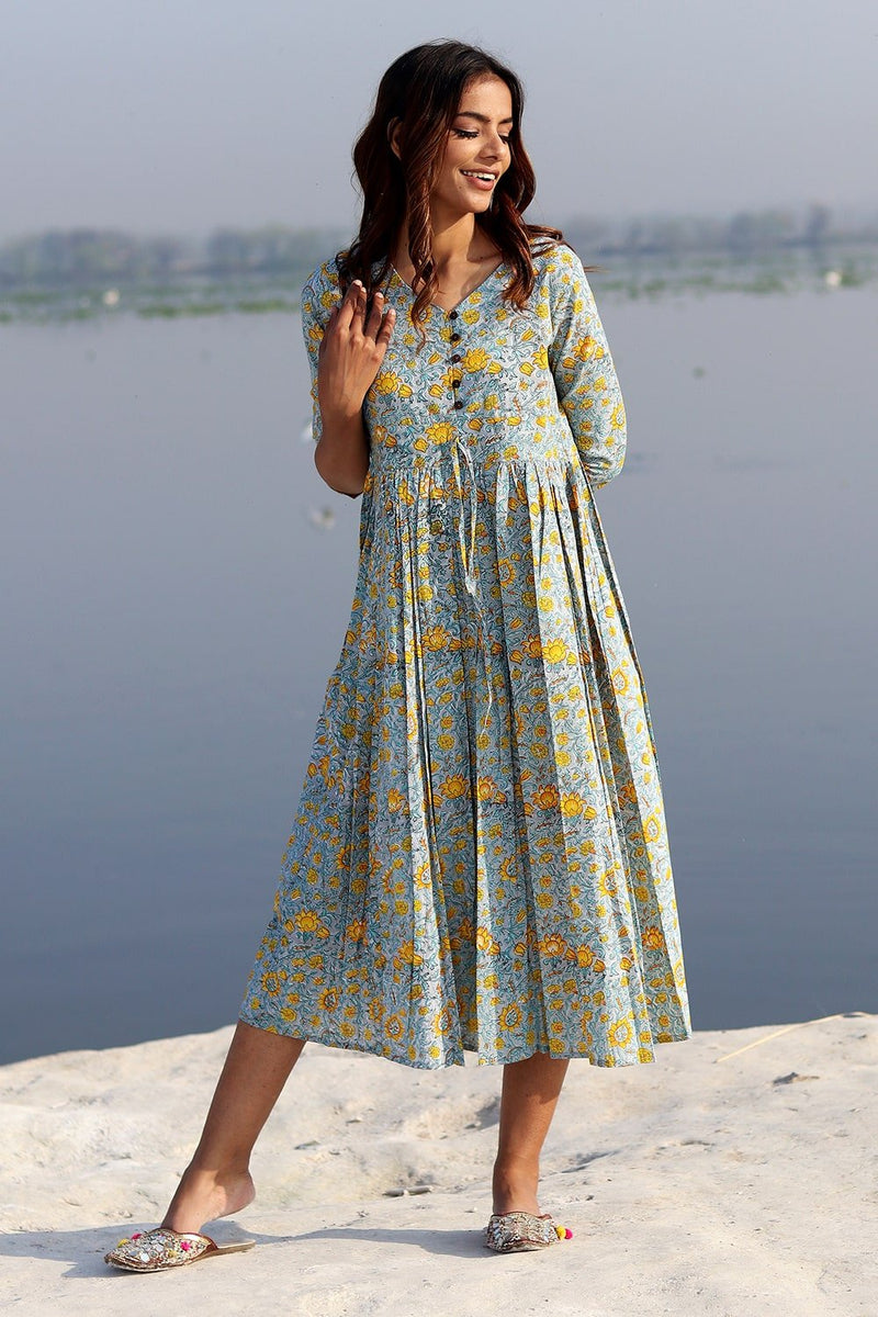 SootiSyahi 'Alluring Grey ' Cotton Dress