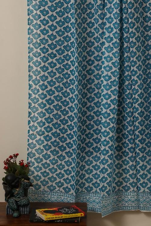 Sootisyahi 'Ambar' Handblock Printed Voile Cotton Curtain - SootiSyahi