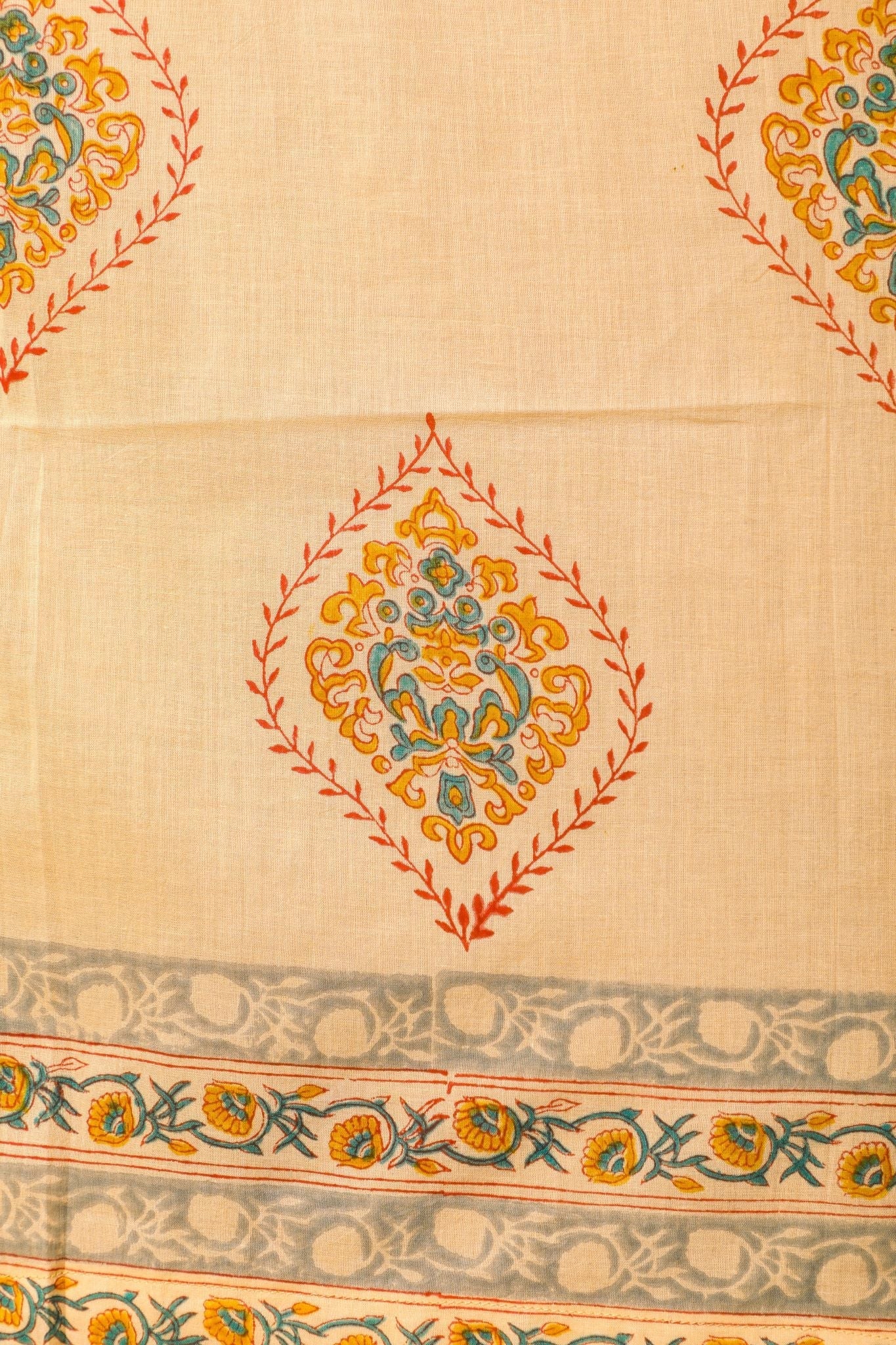 SootiSyahi 'Baileya Red' Handblock Printed Cotton Door Curtain - SootiSyahi