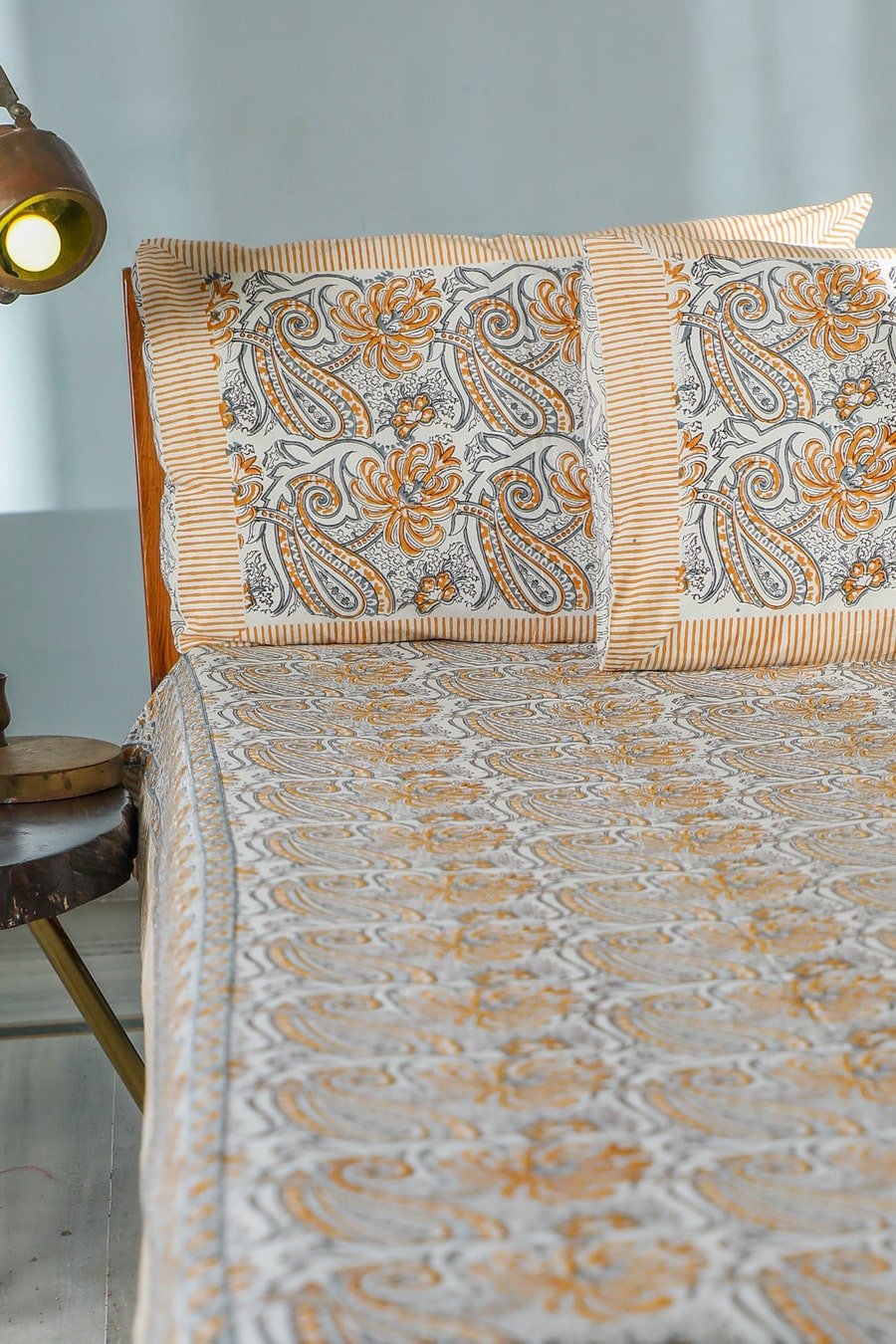 SootiSyahi 'Cloudy Tales' Handblock Printed Cotton Bedsheet - SootiSyahi