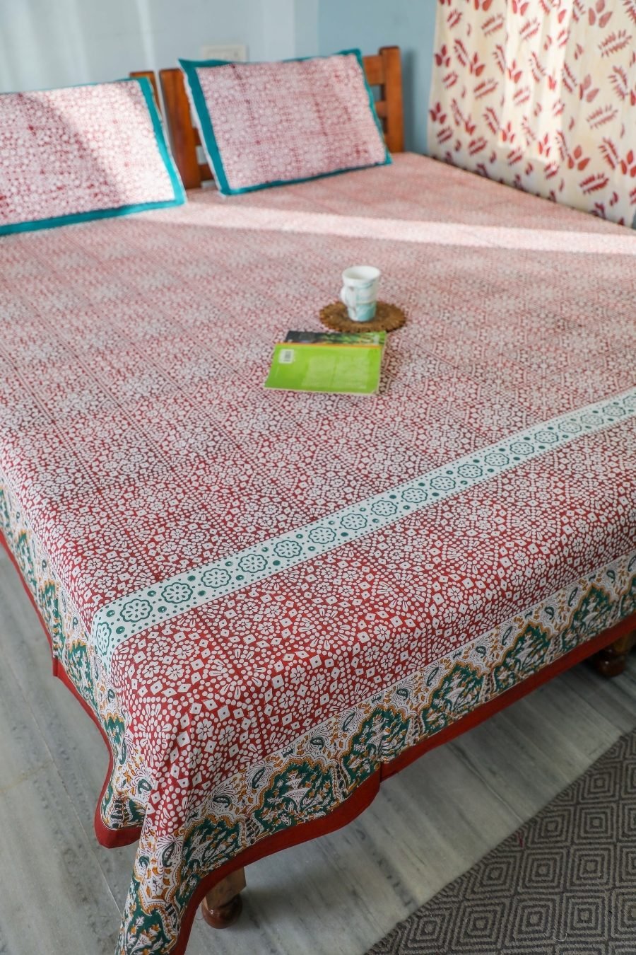SootiSyahi 'Conventional Treasure' Handblock Printed Cotton Bedsheet - SootiSyahi