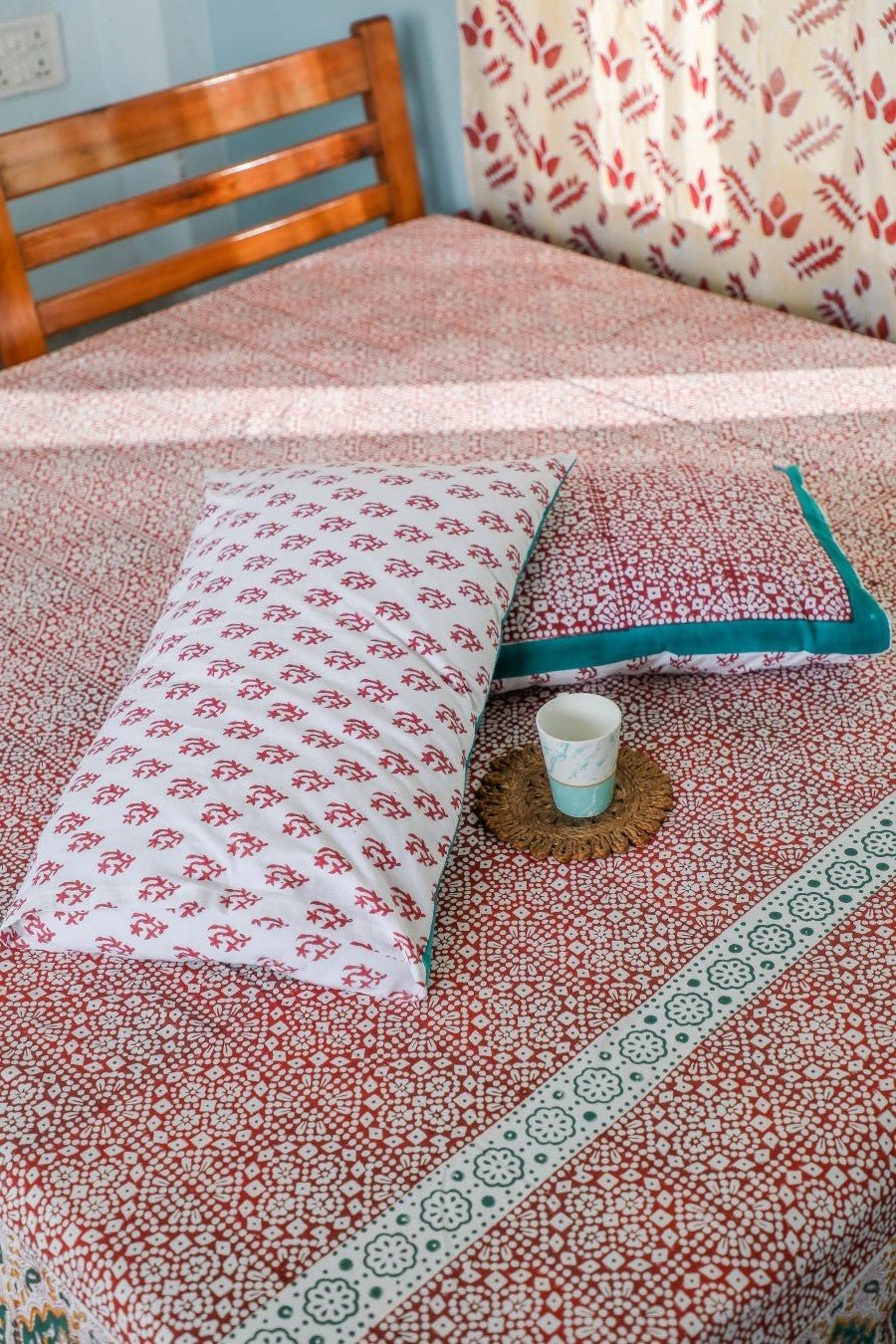 SootiSyahi 'Conventional Treasure' Handblock Printed Cotton Bedsheet - SootiSyahi