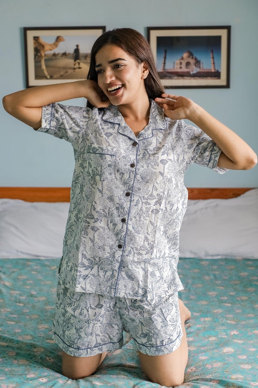 Sootisyahi 'Cozy at Jungle ' Azofree Handblock Printed Pure Cotton Night Suit - SootiSyahi