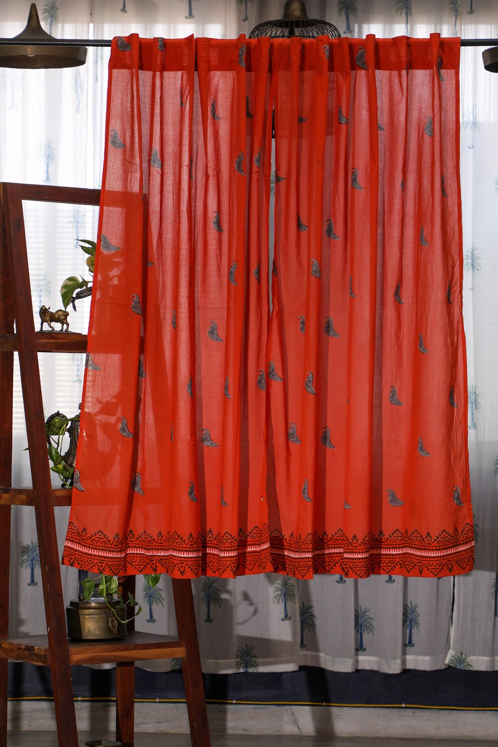 SootiSyahi 'Dawning Pastel' Handblock Printed Cotton Window Curatin - SootiSyahi