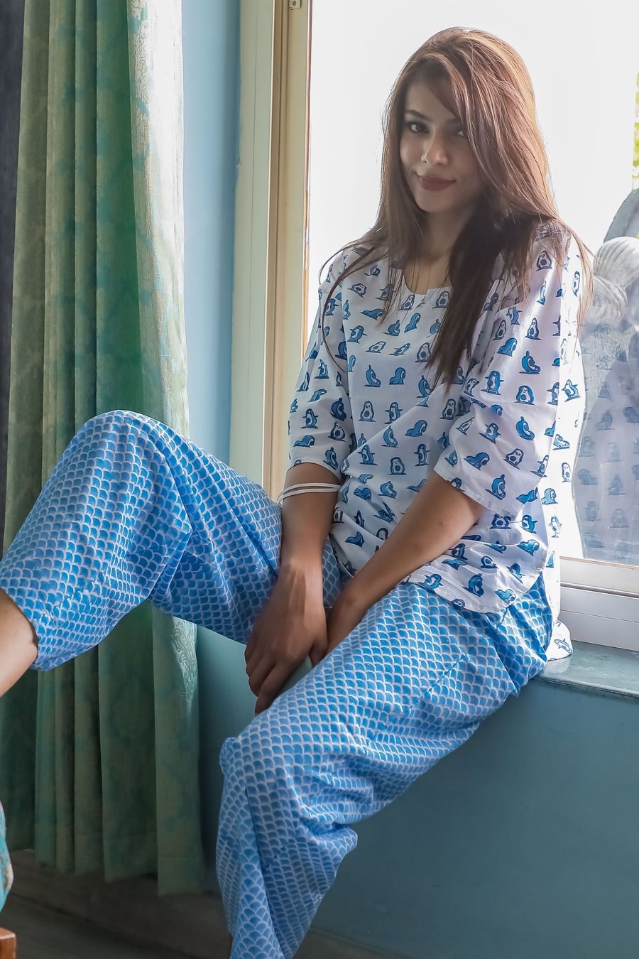 Sootisyahi 'Day Dream ' Azofree Handblock Printed Pure Cotton Night Suit - SootiSyahi