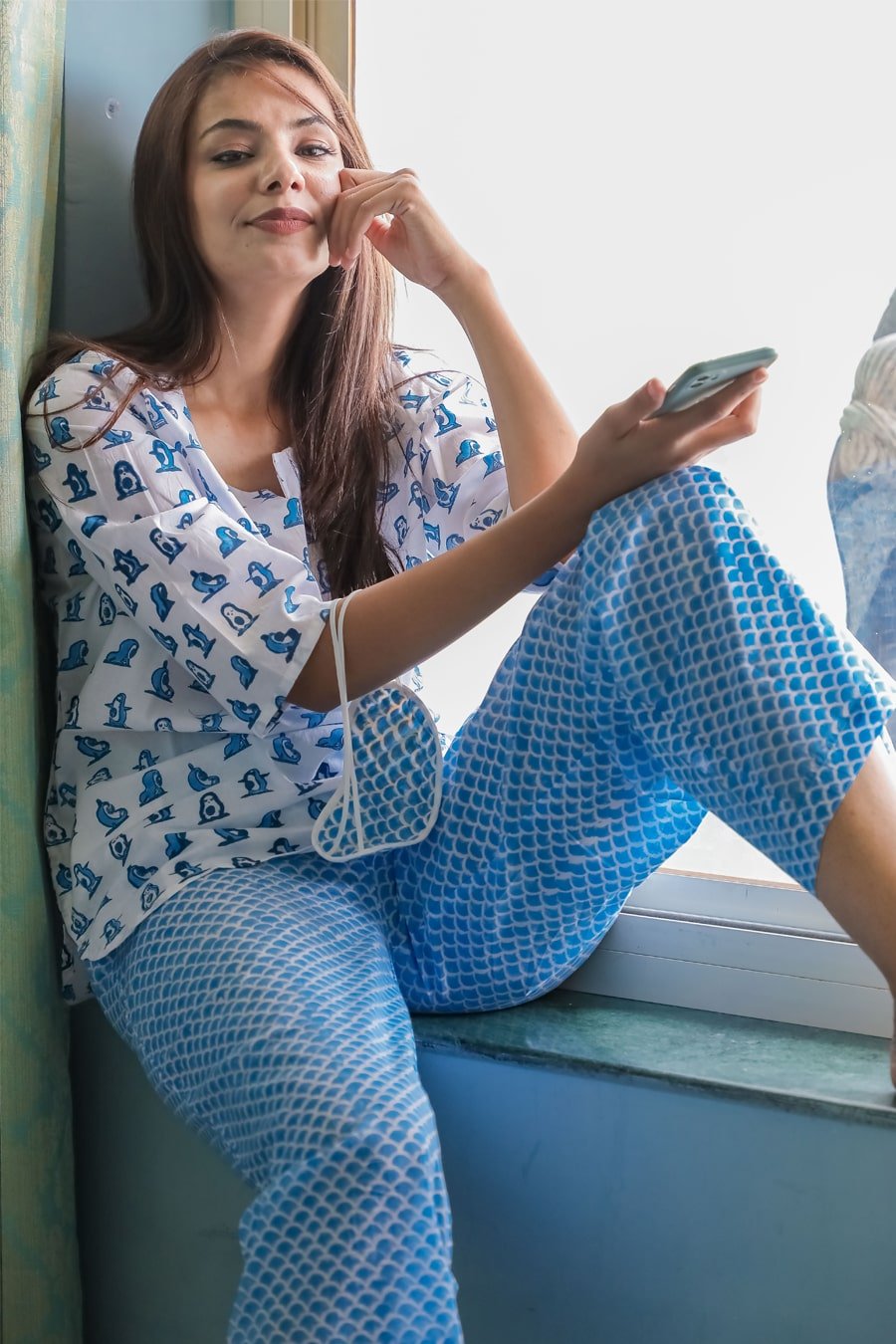 Sootisyahi 'Day Dream ' Azofree Handblock Printed Pure Cotton Night Suit - SootiSyahi