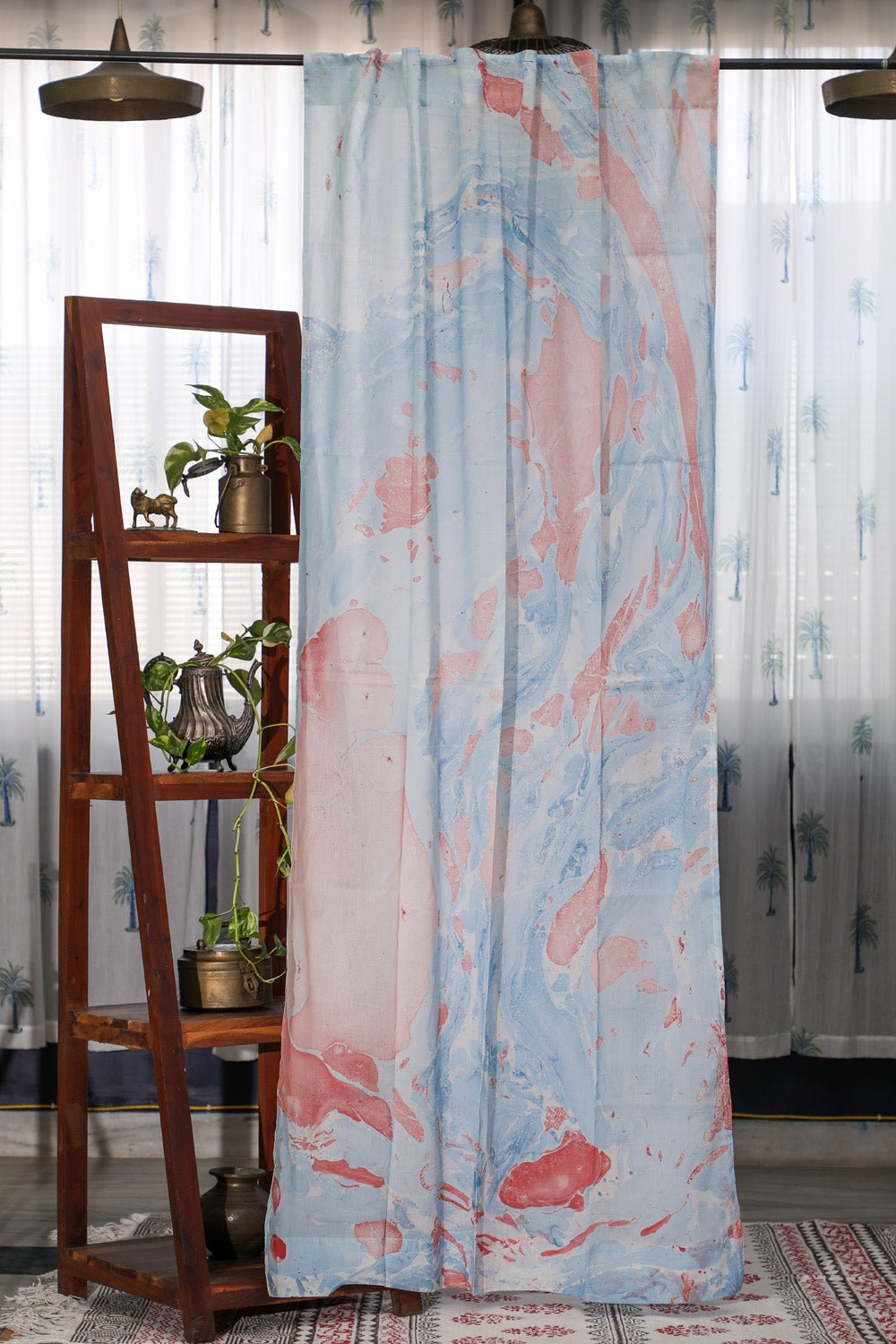 SootiSyahi 'Dreaming Sky' Handmarble Printed Cotton Door Curatin - SootiSyahi