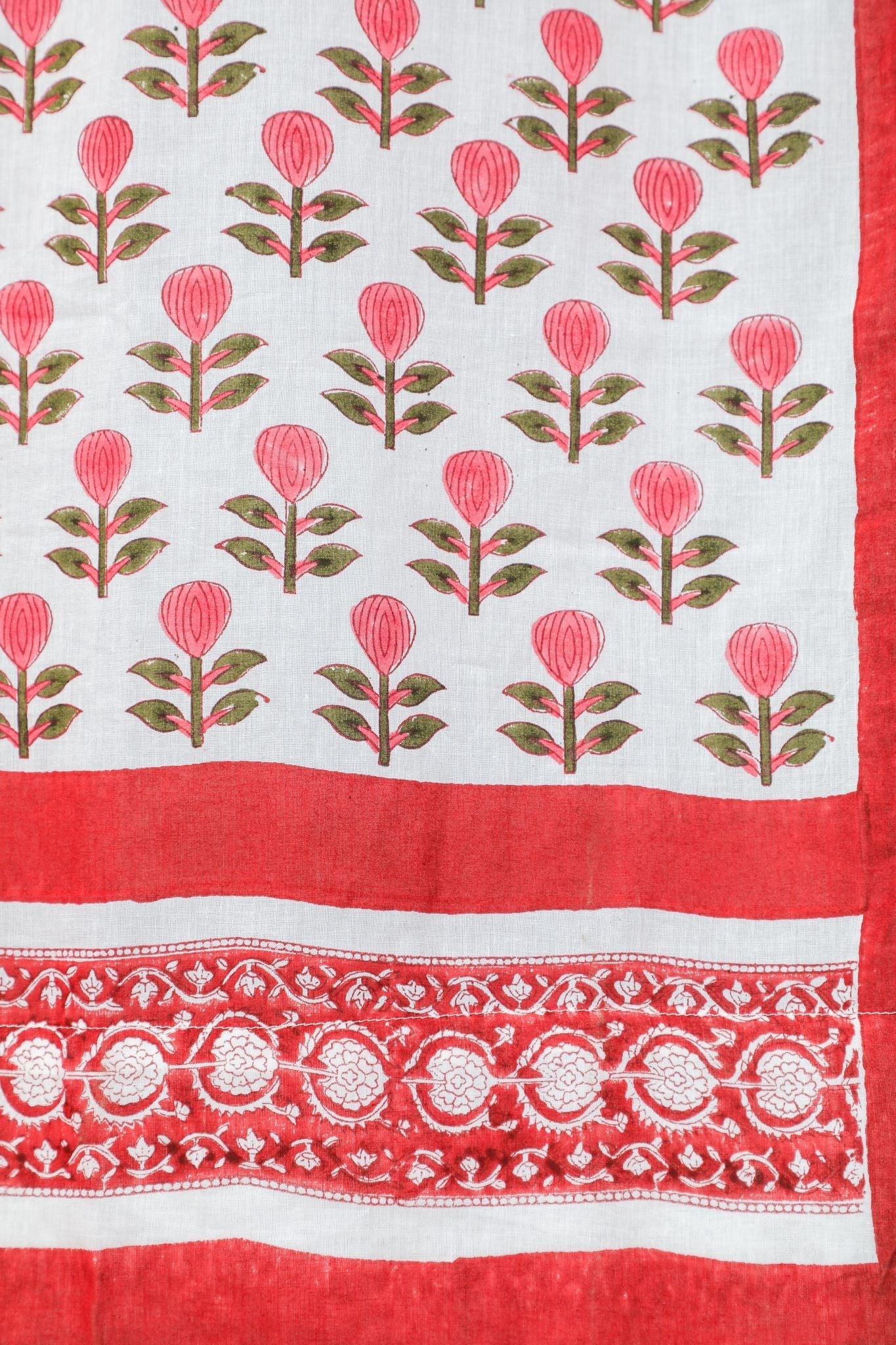 SootiSyahi 'Evergreen cherry' Handblock Printed Cotton Door Curtain - SootiSyahi