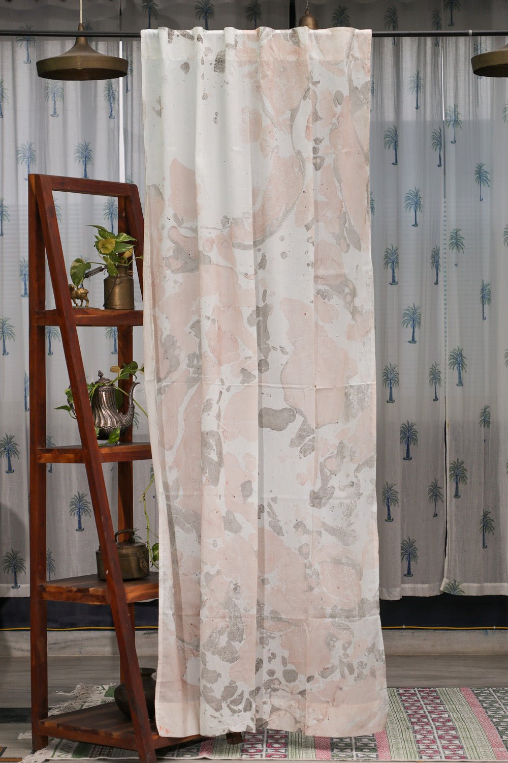 SootiSyahi 'Gray Fantasy' Handmarble Printed Cotton Door Curatin - SootiSyahi