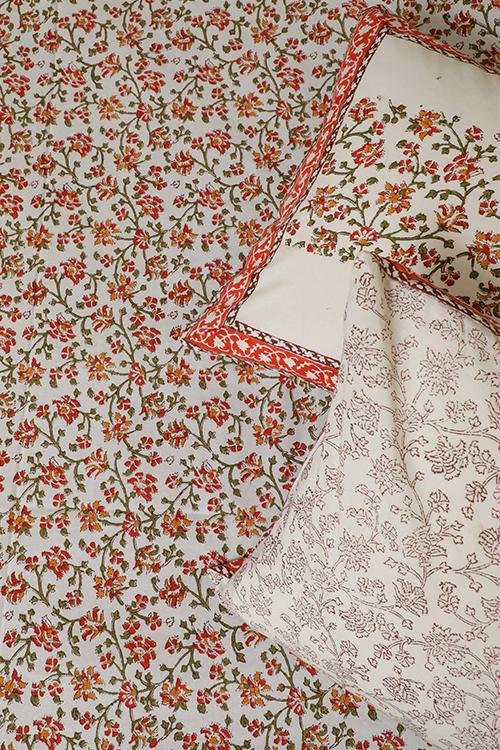 Sootisyahi 'MadhuMalti' Handblock Printed Cotton Bedsheet - SootiSyahi