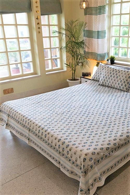 Sootisyahi 'Meaningful Minimal' Handblock Printed Cotton Bedsheet - SootiSyahi
