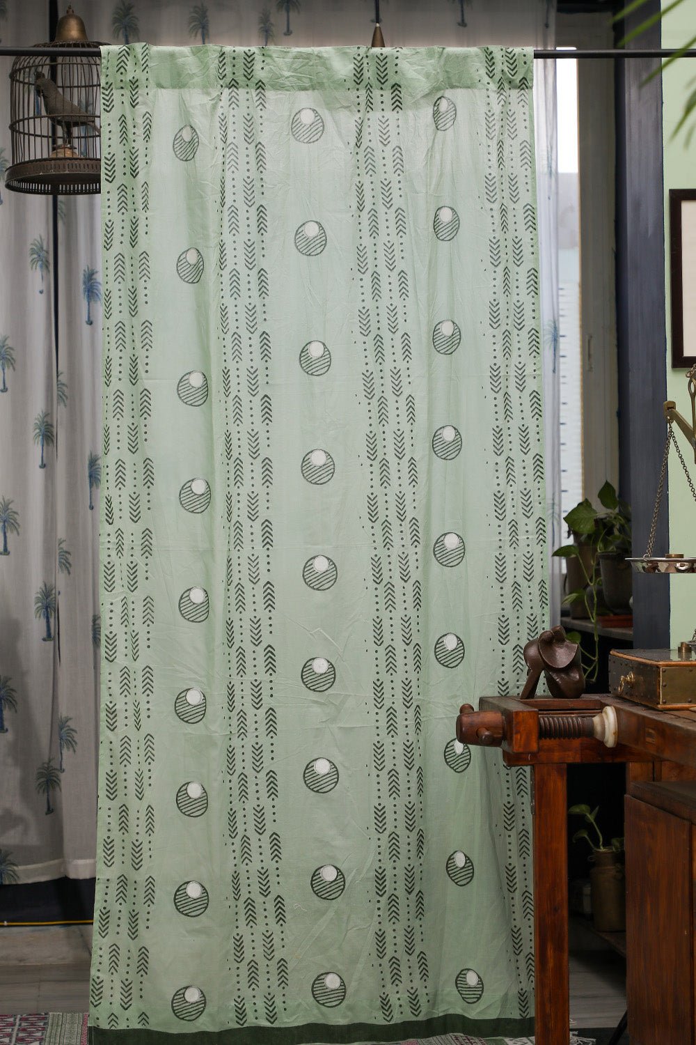 SootiSyahi 'Pastel Dreams' Handblock Printed Cotton Door Curatin - SootiSyahi