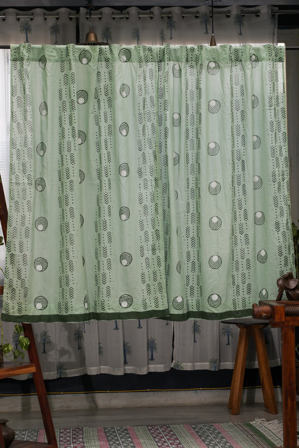SootiSyahi 'Pastel Dreams' Handblock Printed Cotton Window Curatin - SootiSyahi