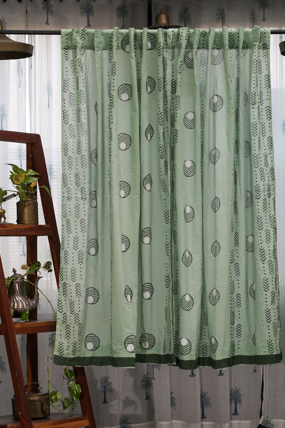 SootiSyahi 'Pastel Dreams' Handblock Printed Cotton Window Curatin - SootiSyahi