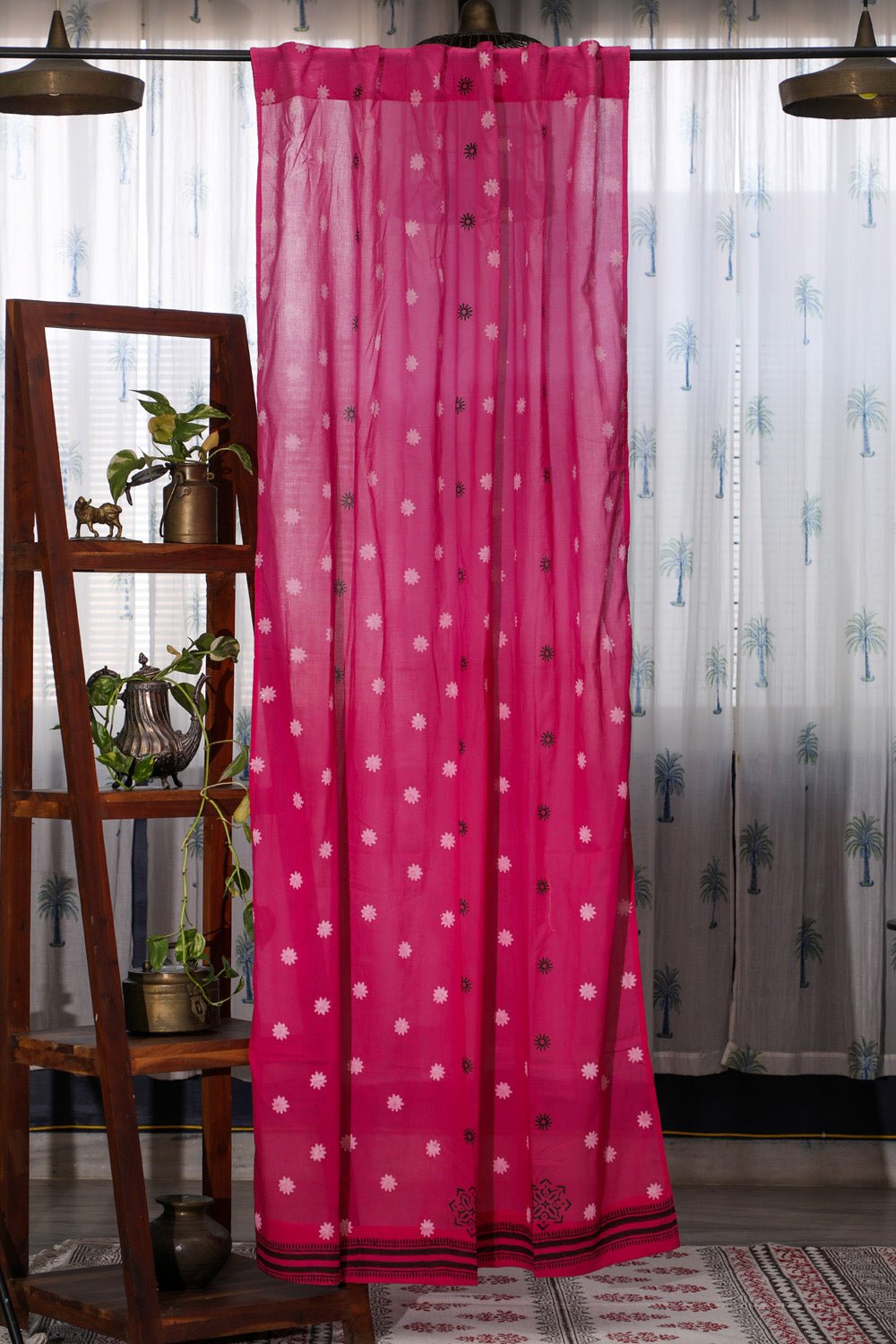 SootiSyahi 'Pink Glow' Handblock Printed Cotton Door Curatin - SootiSyahi