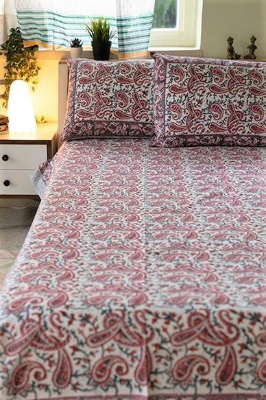 Sootisyahi 'Pleasing Pasley' Handblock Printed Cotton Bedsheet - SootiSyahi