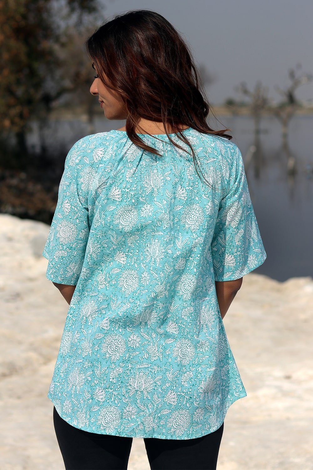 SootiSyahi 'Radiate Sunshine ' Block Printed Cotton Top - SootiSyahi