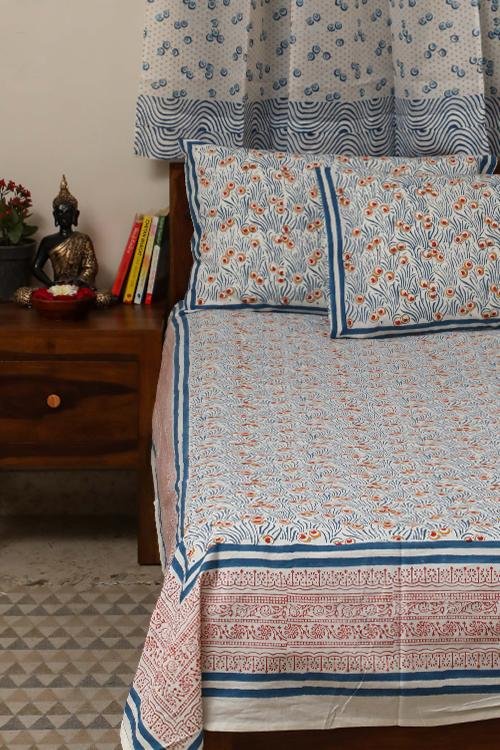 Sootisyahi 'Sparkling Bubbles' Handblock Printed Cotton Bedsheet - SootiSyahi