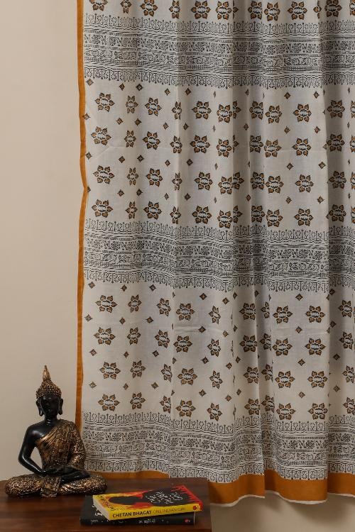 Sootisyahi 'Sparkling Stars' Handblock Printed Voile Cotton Curtain - SootiSyahi