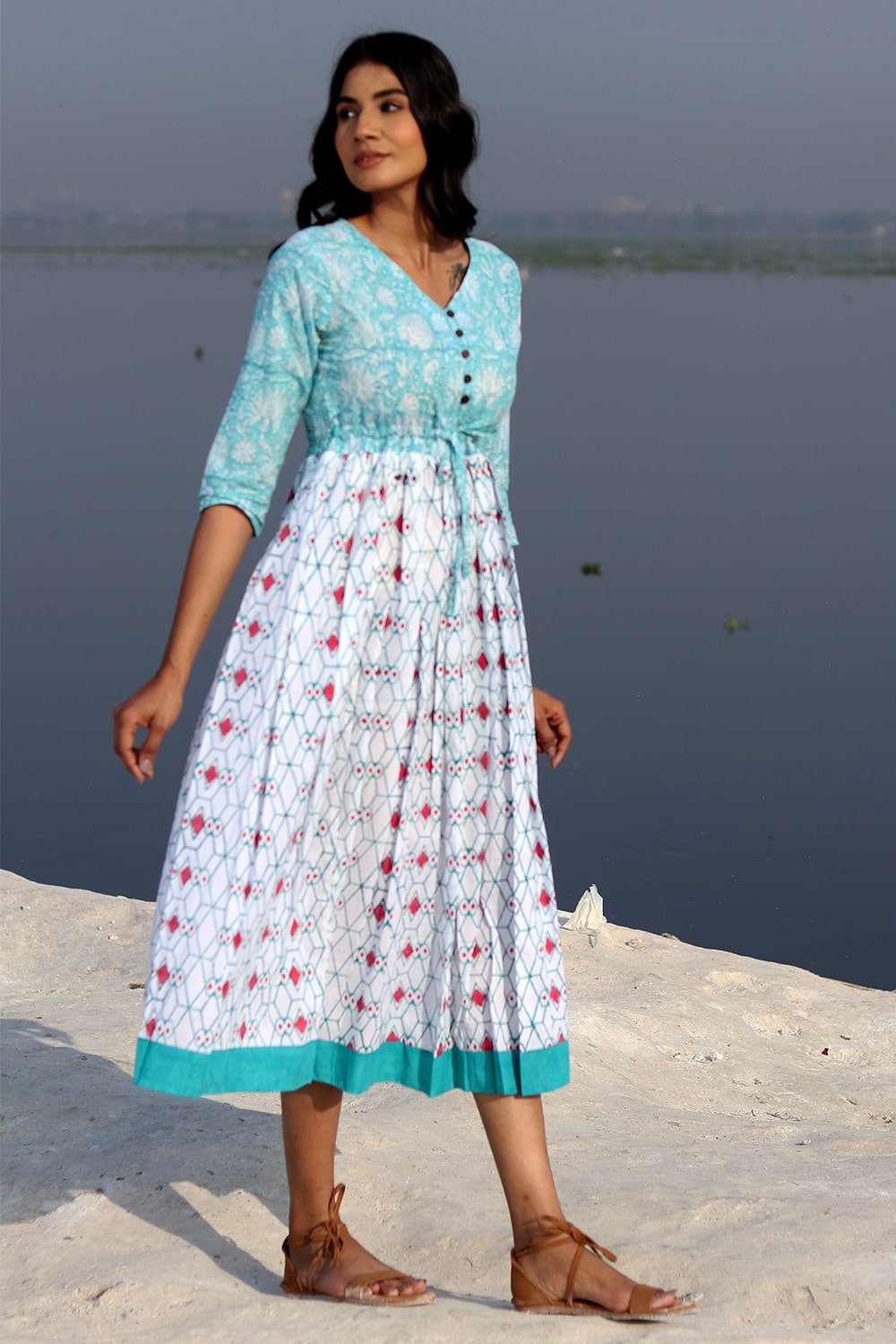 SootiSyahi 'The Geometrical Fusion ' Cotton Dress - SootiSyahi