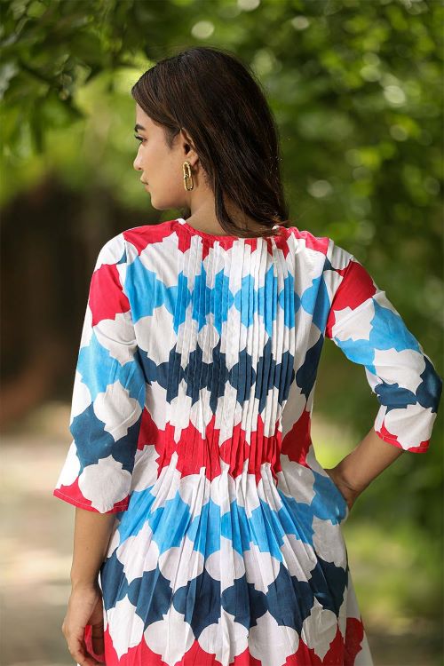 SootiSyahi 'Valley Of Flower' Block Printed Cotton Dress - SootiSyahi