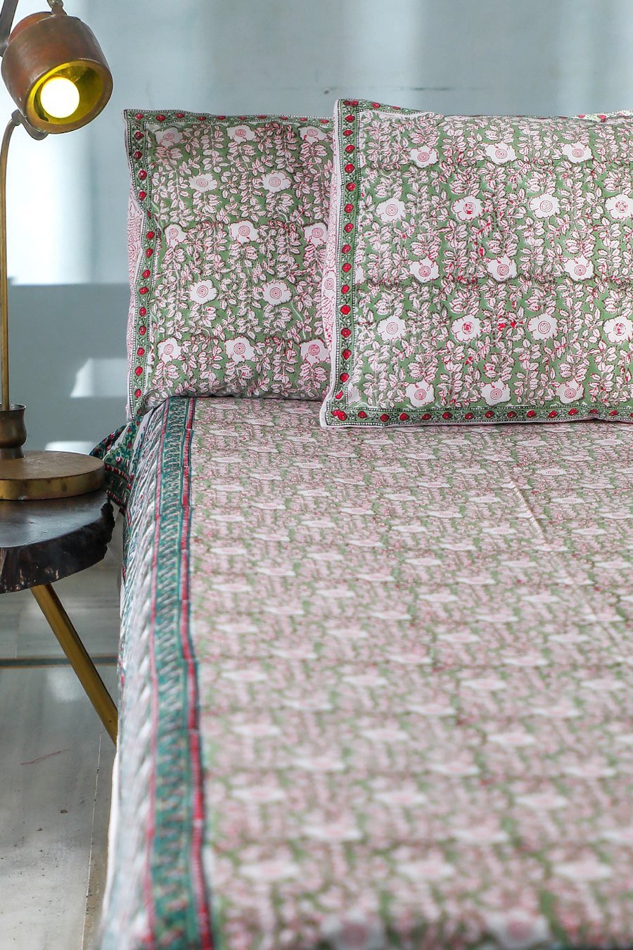 SootiSyahi Vatika Handblock Printed Cotton Bedsheet - SootiSyahi