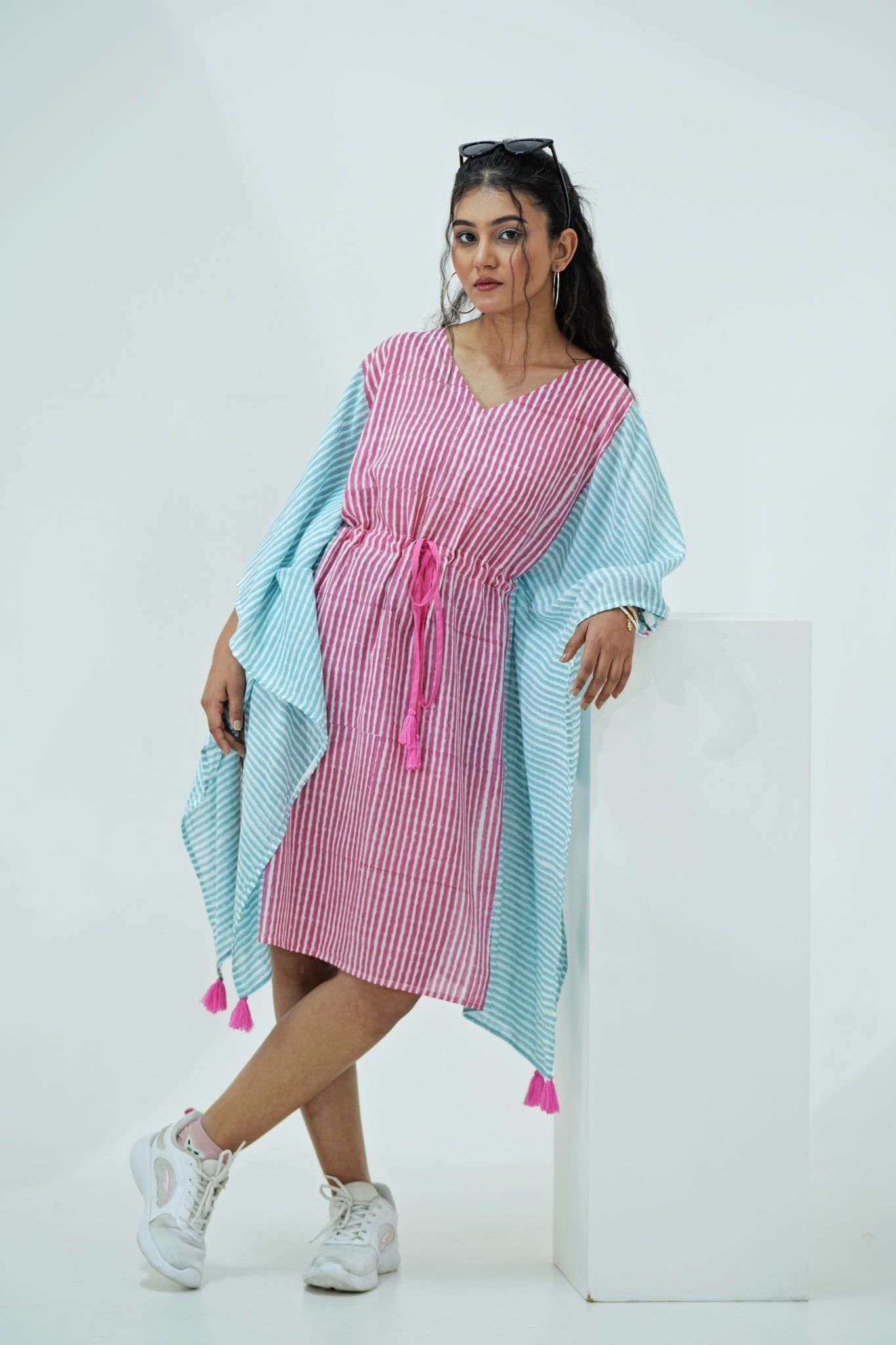 Sugarplum Hand Block Printed Kaftan - SootiSyahi