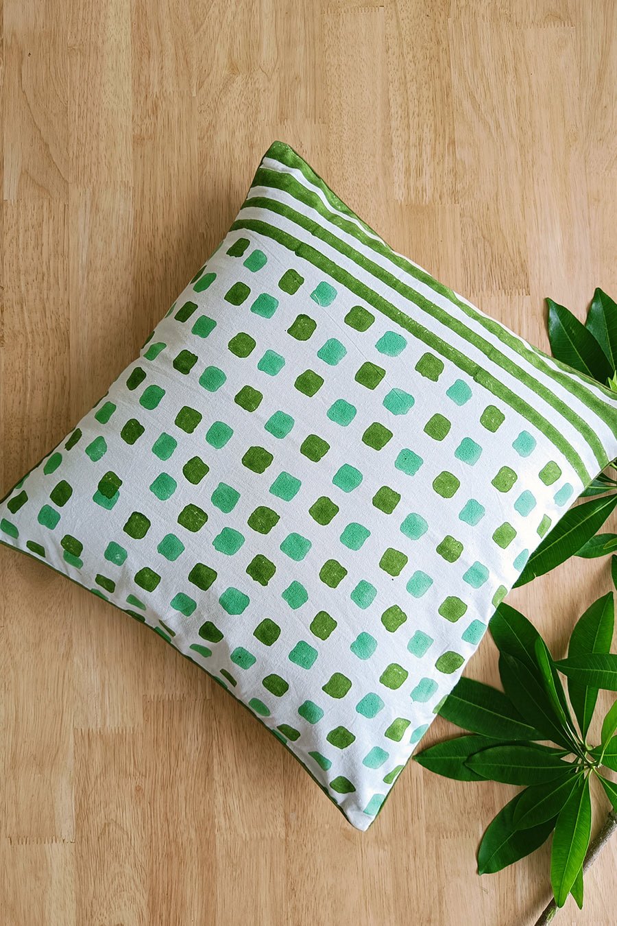 'Tiny Harmony' Hand Printed Cotton Cushion Set Of Two - SootiSyahi