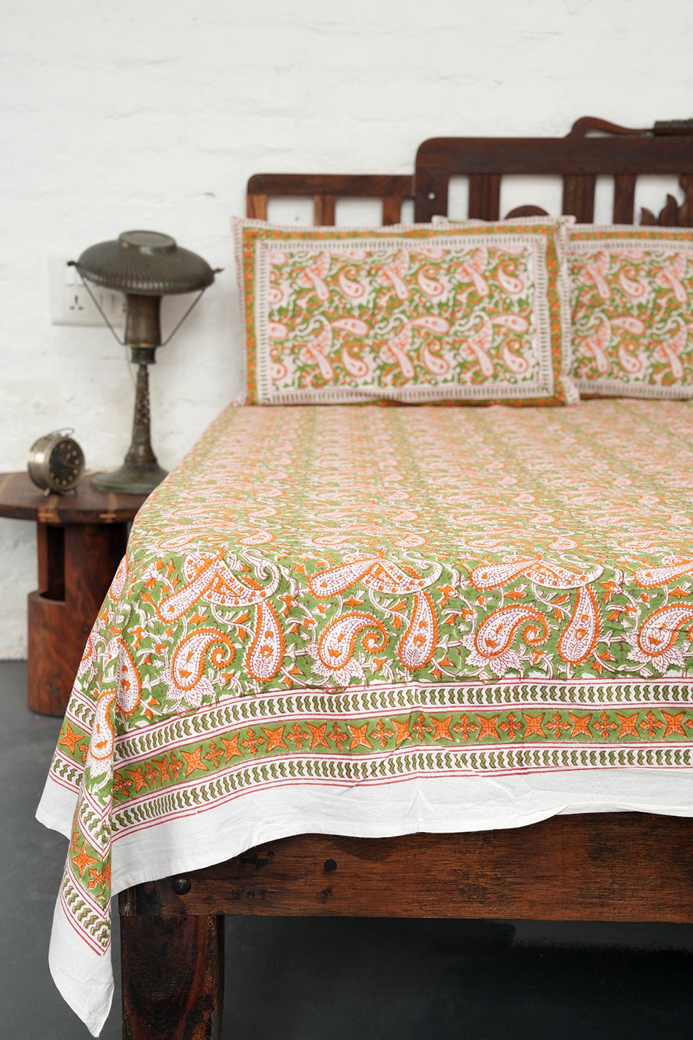 Zesty botanicals Block Printed Bedsheet - SootiSyahi