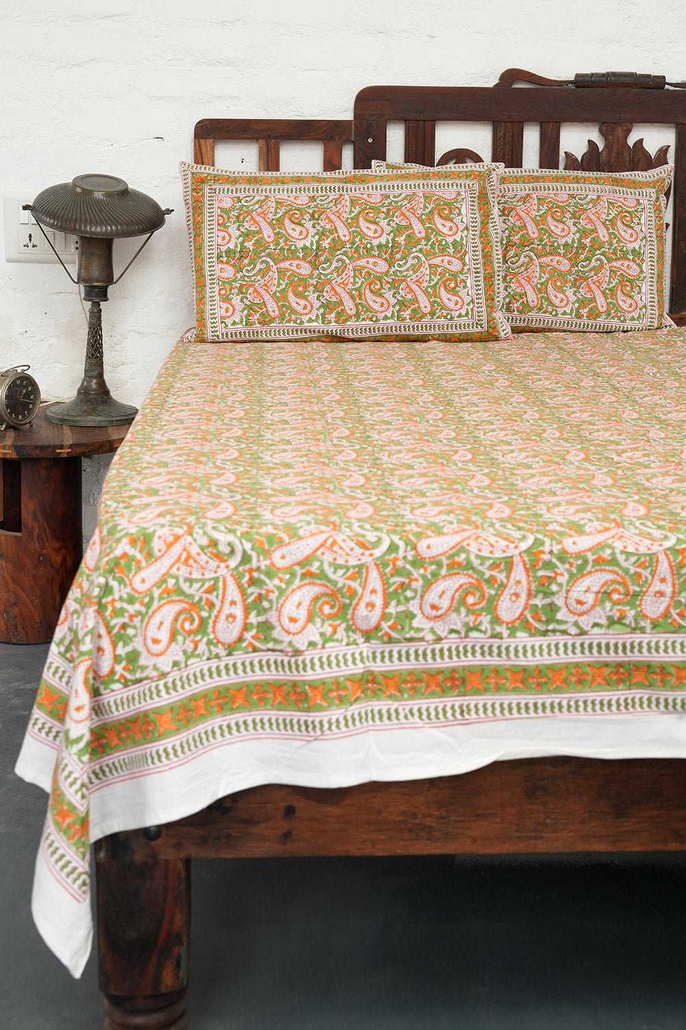 Zesty botanicals Block Printed Bedsheet - SootiSyahi